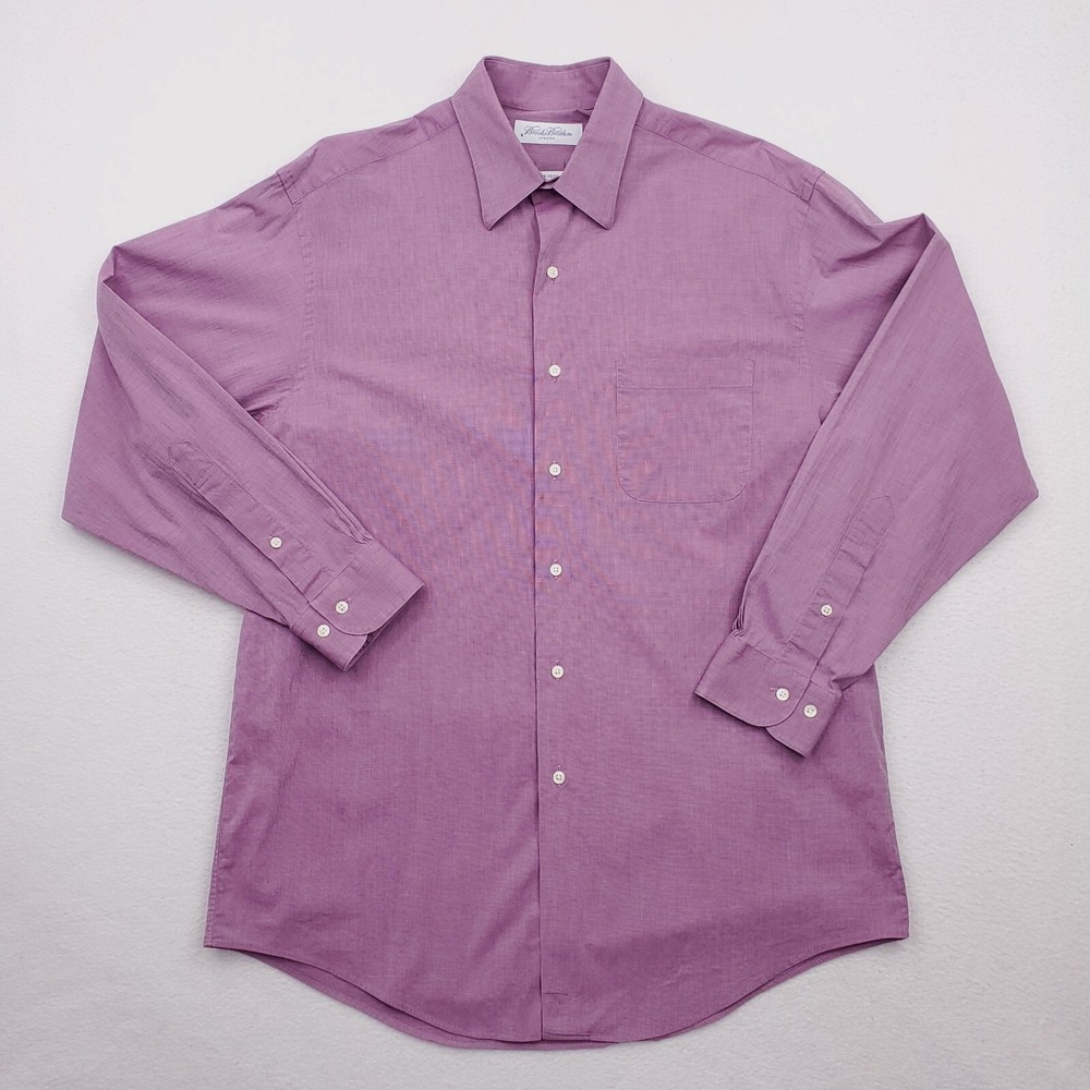 Vintage Brooks Brothers Shirt Mens 16‎ Purple Button Up Long Sleeve Stretch
